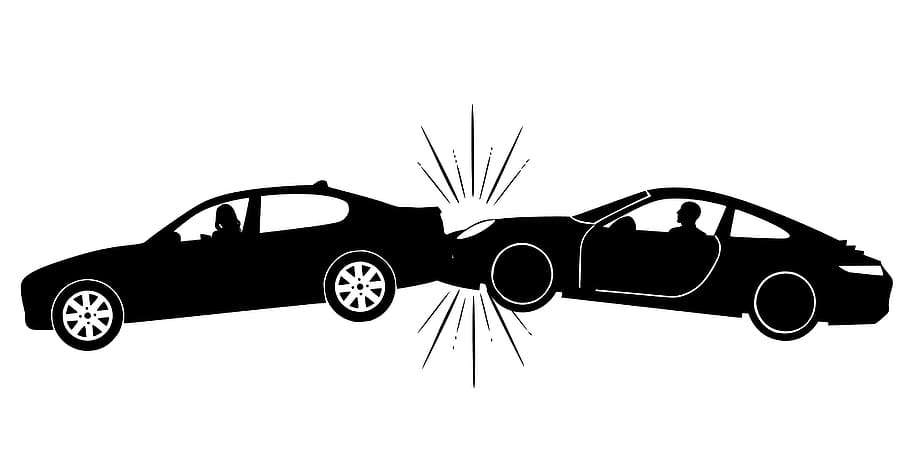 silhouette, cars, fender bender accident, accident., car, accident, insurance, vehicle, sign, icon
