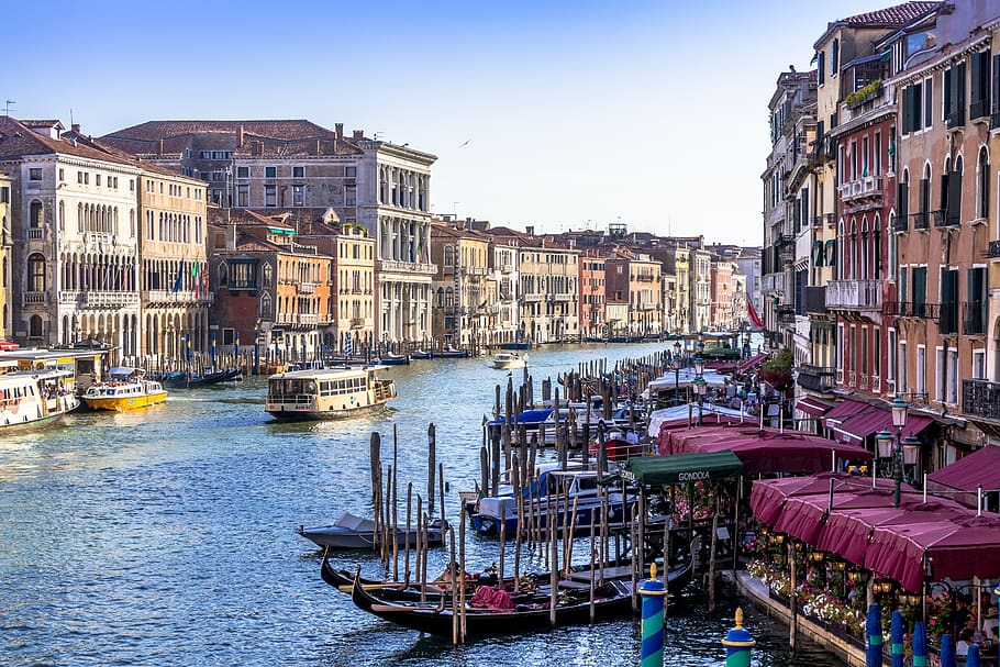 Venesia, Italia, air, saluran, Arsitektur, gondola, perjalanan, bangunan, karnaval, Eropah