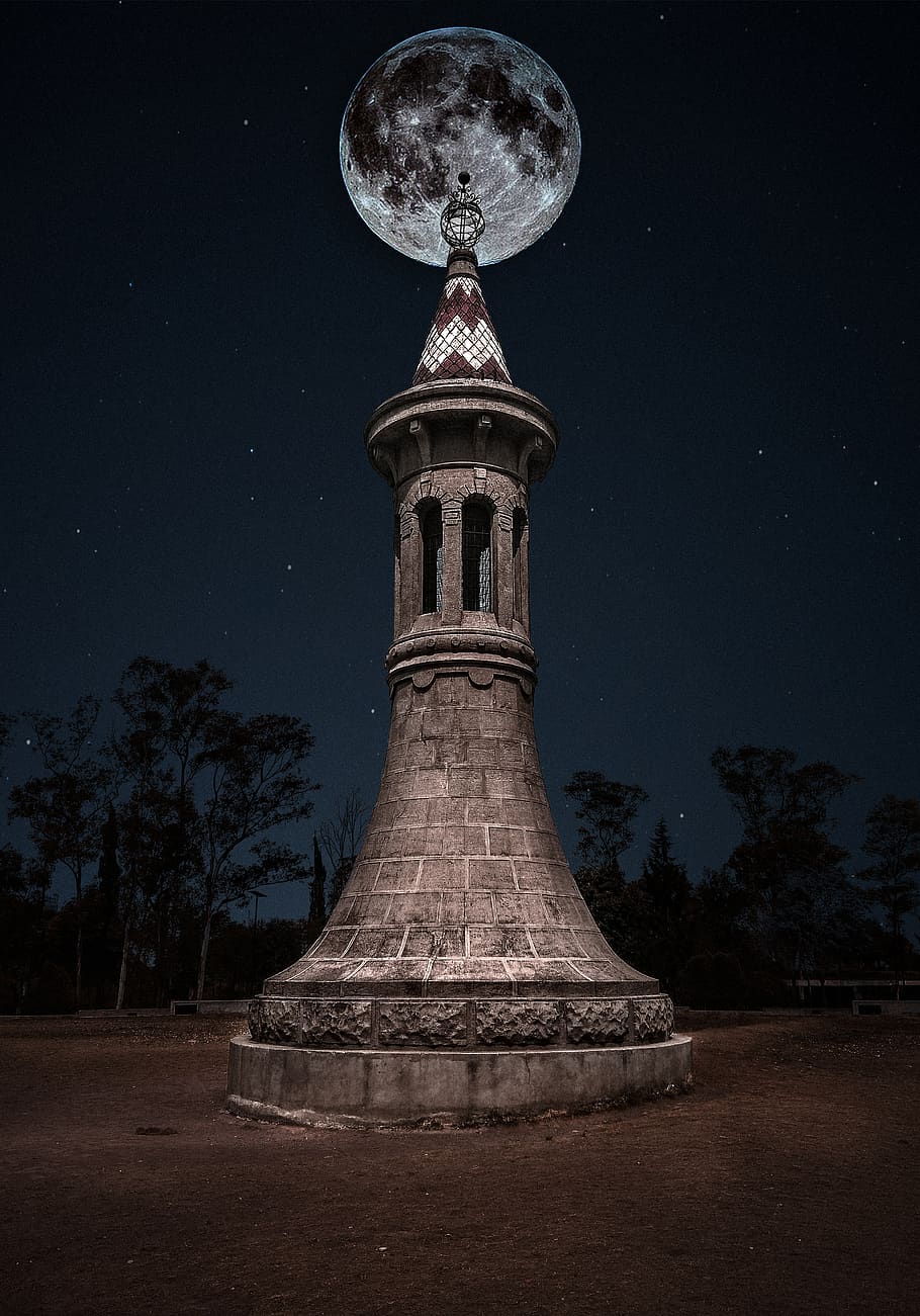 Chapultepec, Bosque de Chapultepec, Ciudad de México, paisaje, México, noche, estrella, luna, estrellas, torre
