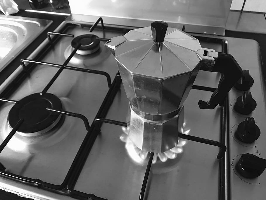 coffee, bialetti, italy, indoors, appliance, kitchen, stove, household equipment, still life, high angle view