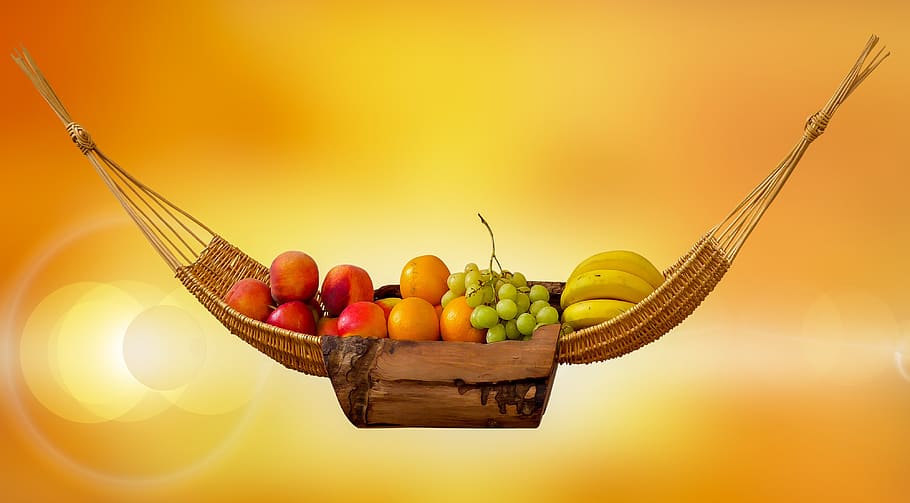 eat, food, fruit, fruit basket, basket, fruits, vitamins, vegan, bananas, grapes