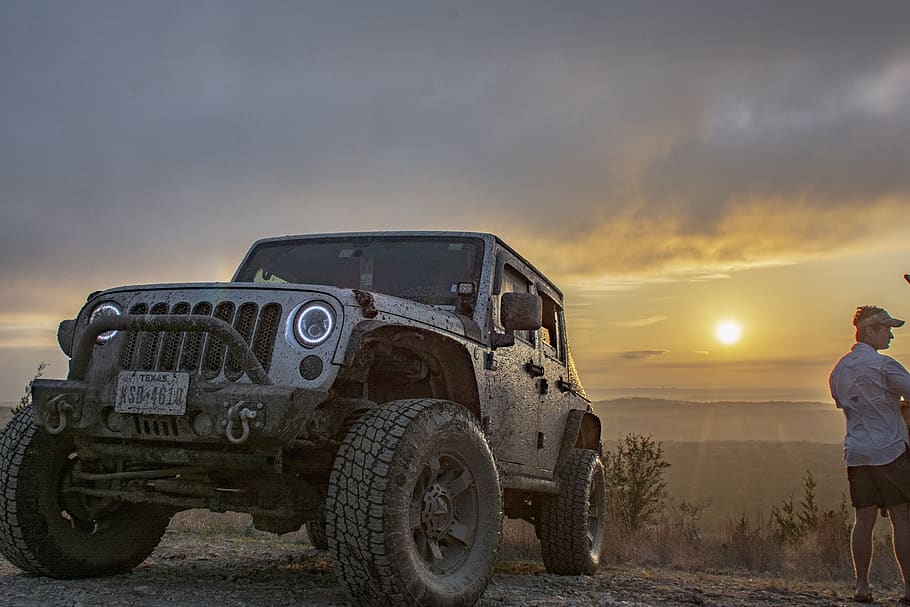 sunset, off-road, jeep, epic, adventure, landscape, mountain, outdoors, lake, cliff
