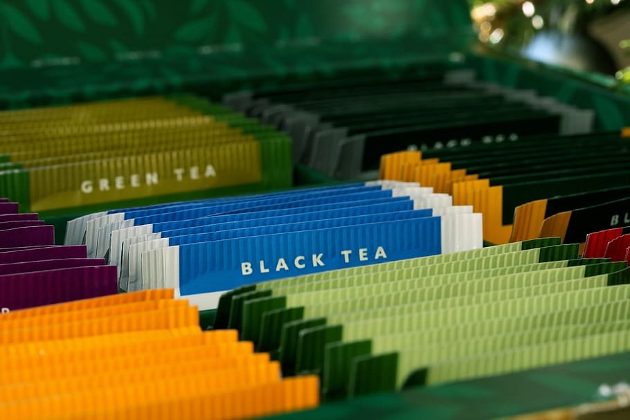 té, colección de té, té negro, selección, diagrama, negocios, gráfico, finanzas, primer plano, color verde