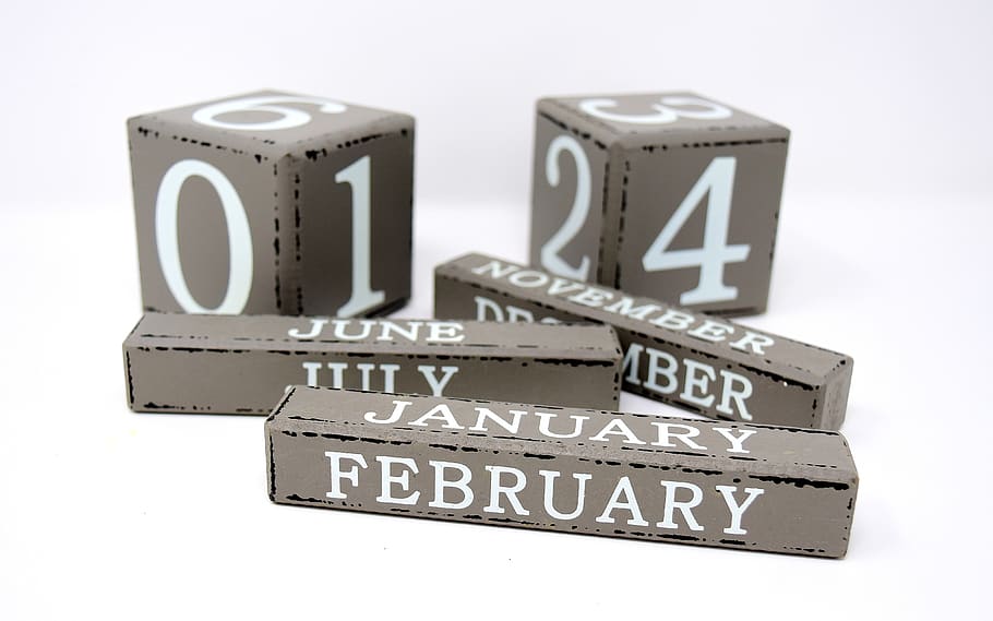 calendar, months, wood, grey, cube, pay, clogs, numbers, valentine's day, 14