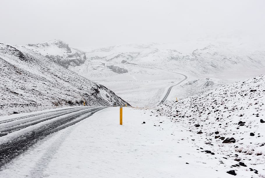 neve, inverno, estrada, caminho, montanha, terras altas, paisagem, frio, tempo, temperatura fria