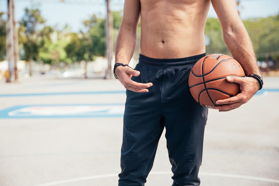 man, black, sports pants, basketball, left, hand, day time, 20-25 year old, Adult, Athlete