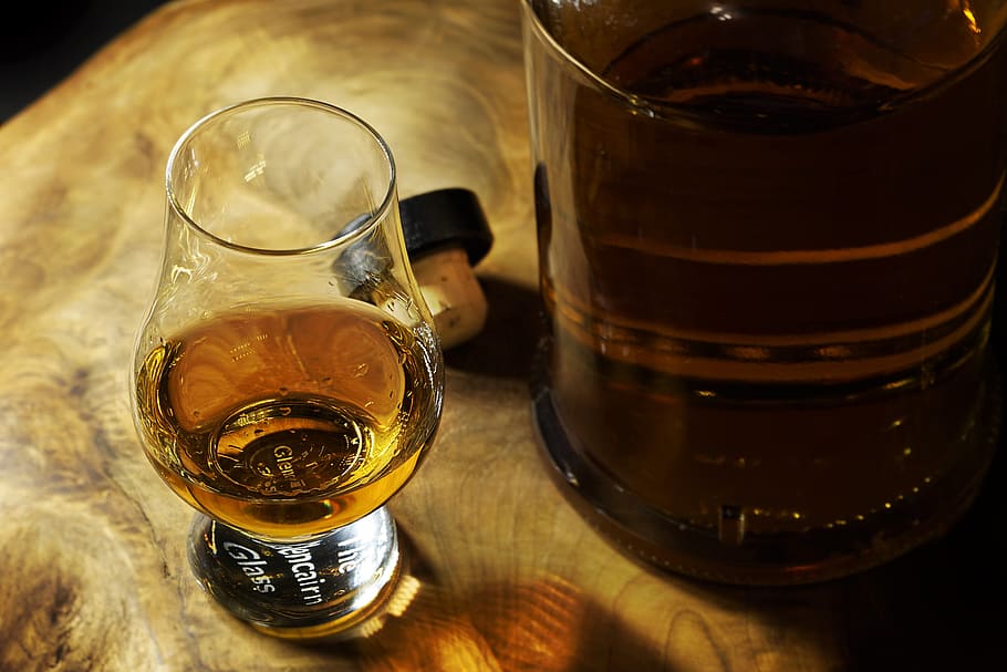 beber, vaso, alcohol, bar, whisky, botella, brandy, Escocia, bourbon, bebida alcohólica