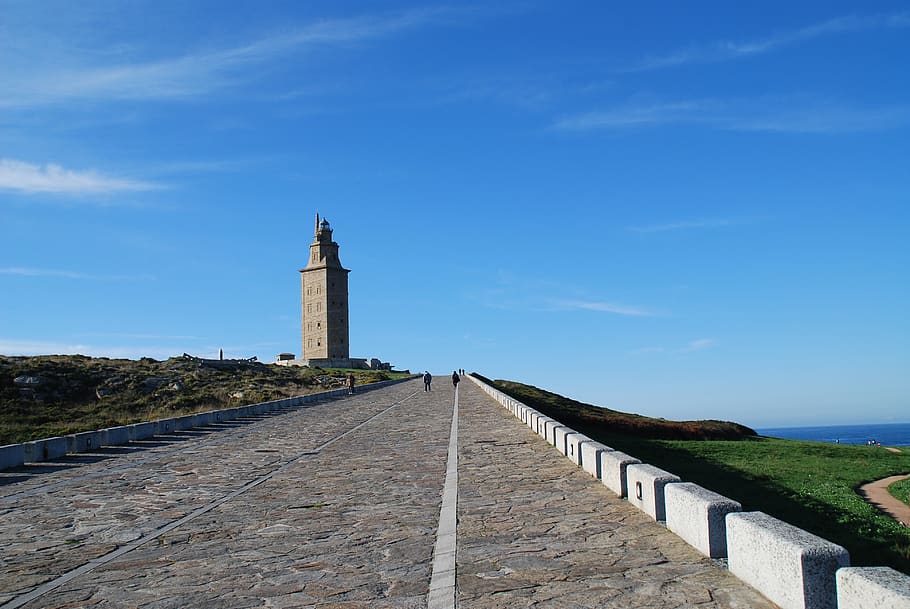 the tower of hercules, la coruña, galicia, spain, nature, landscape, history, costa, relax, trip