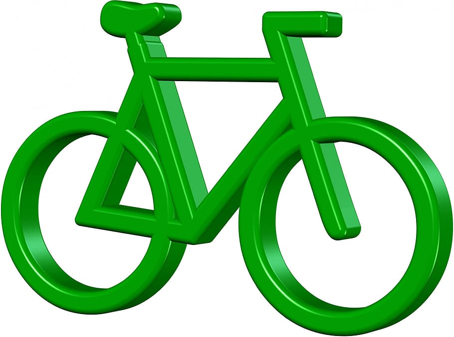 bike, sign, green, graph, graphical, green color, white background, cut out, communication, shape