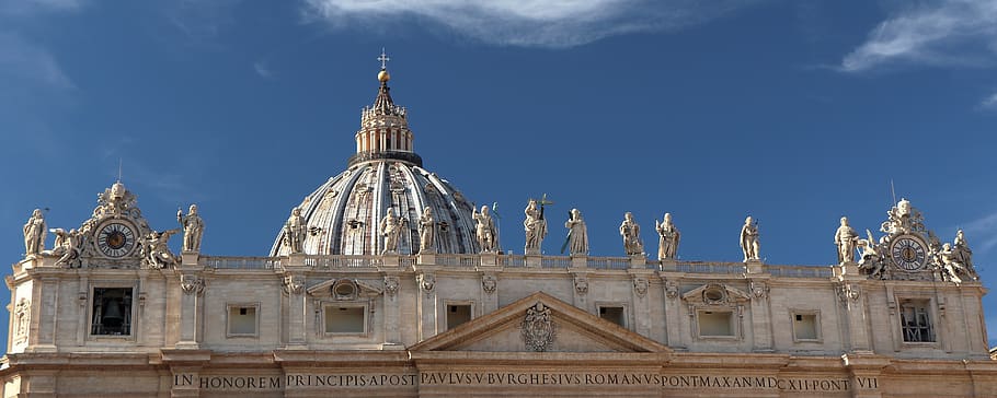 rome, church, dome, basilica, sky, the vatican, st peter's church, building exterior, architecture, built structure