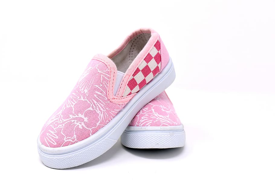 children's shoes, fabric, small, shoe, fabric shoes, pink color, white background, cut out, studio shot, indoors