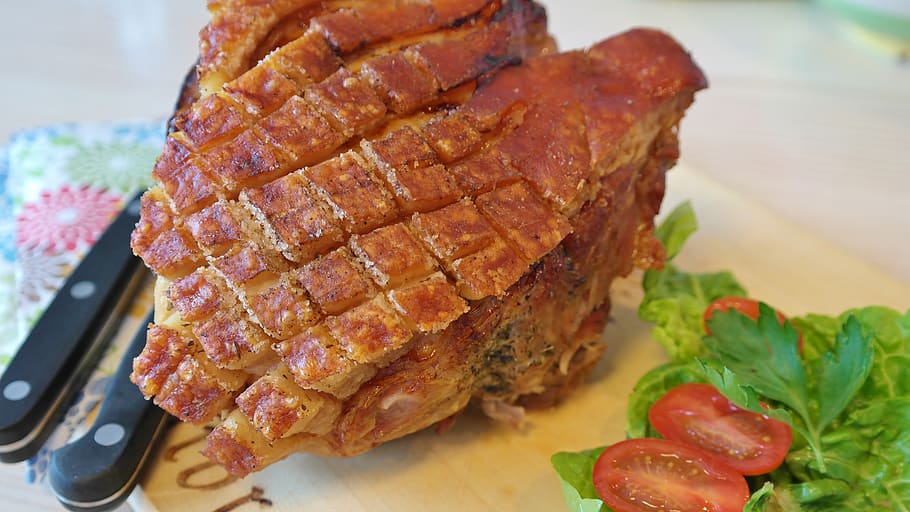 carne de porco assada, porco, crosta assada, casca, crocante, comida, carne, refeição, jantar, carne vermelha
