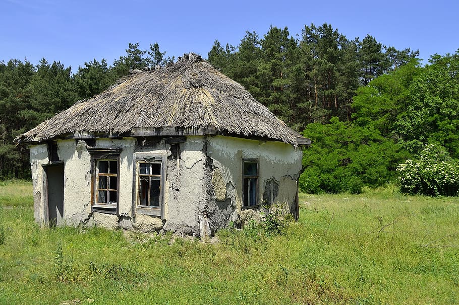 the ruins of the, old house, the abandoned, old, damaged, architecture, destroyed, village, wall, ukraine
