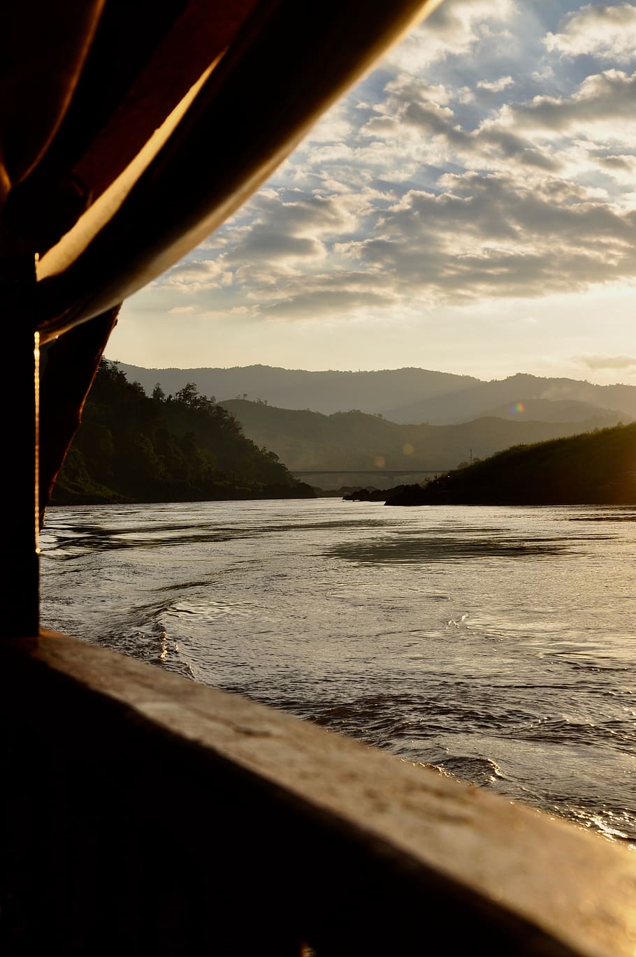asia, mekong river, thailand, sunset, river, water, light, nature, boat, transport