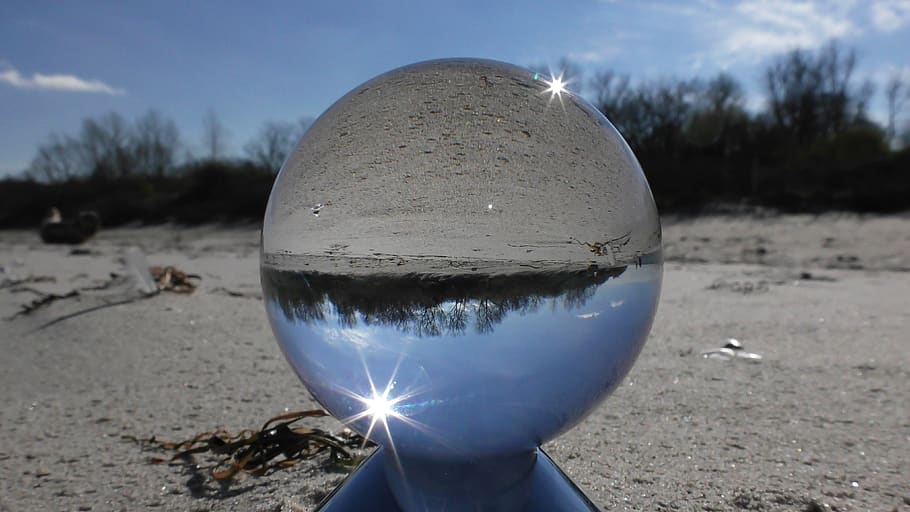 стеклянный шар, шар, шар фото, стекло, хрустальный шар, изображение глобуса, зеркальное отображение, круглый, зеркальный, прозрачный