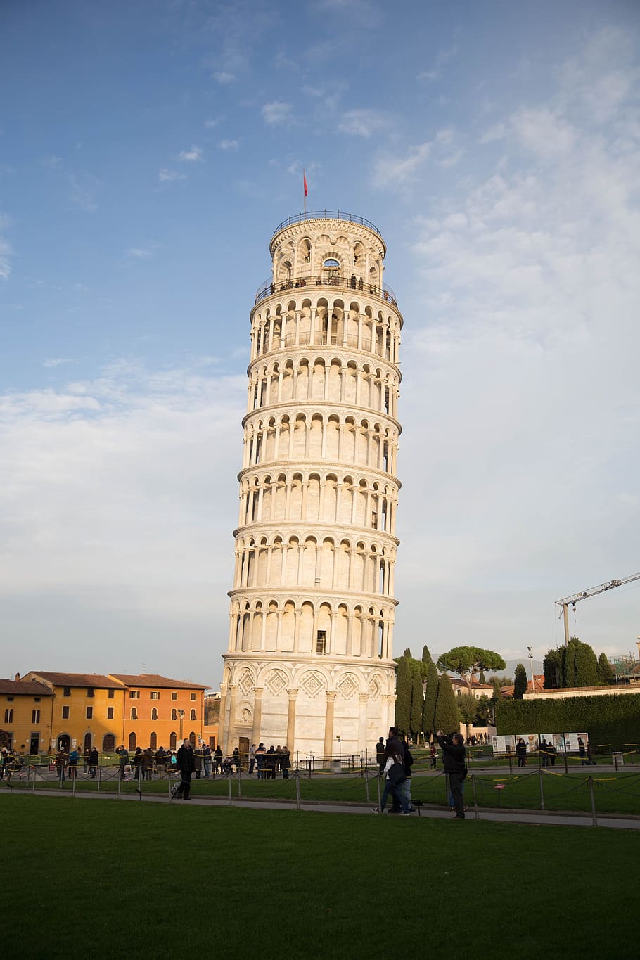 inclinada, torre, Pisa, Italia, rodeado, turistas, arco, arquitectura, arte, catedral
