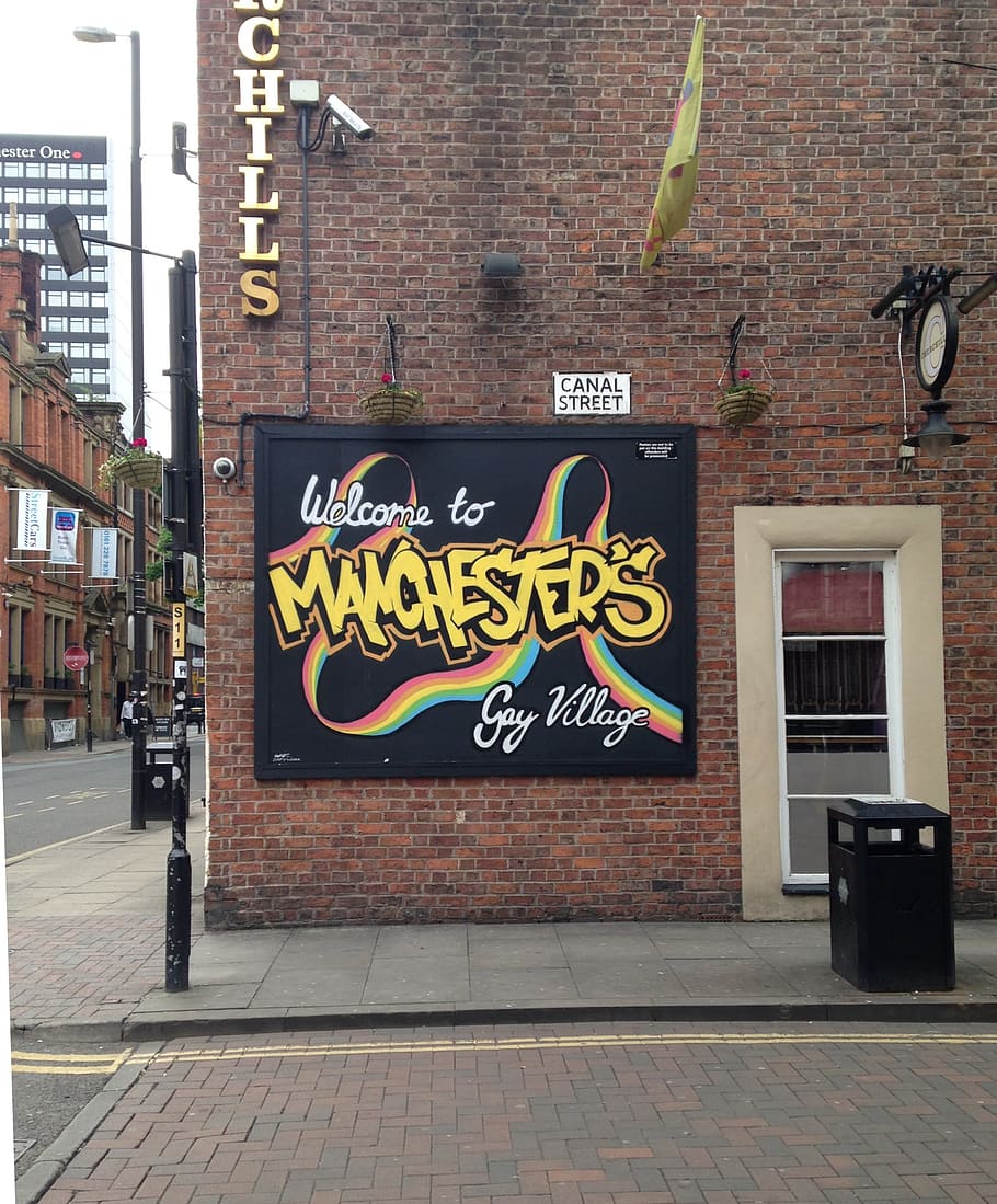 mural, manchester, famoso, gay, pueblo, pueblo gay, canal street, lgbt, pintura, graffiti