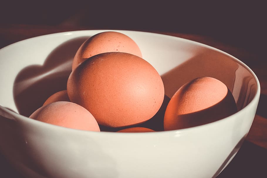 telur jarak bebas, mangkuk, close up, telur, kisaran, segar, bahan, makanan, makanan dan minuman, makanan sehat