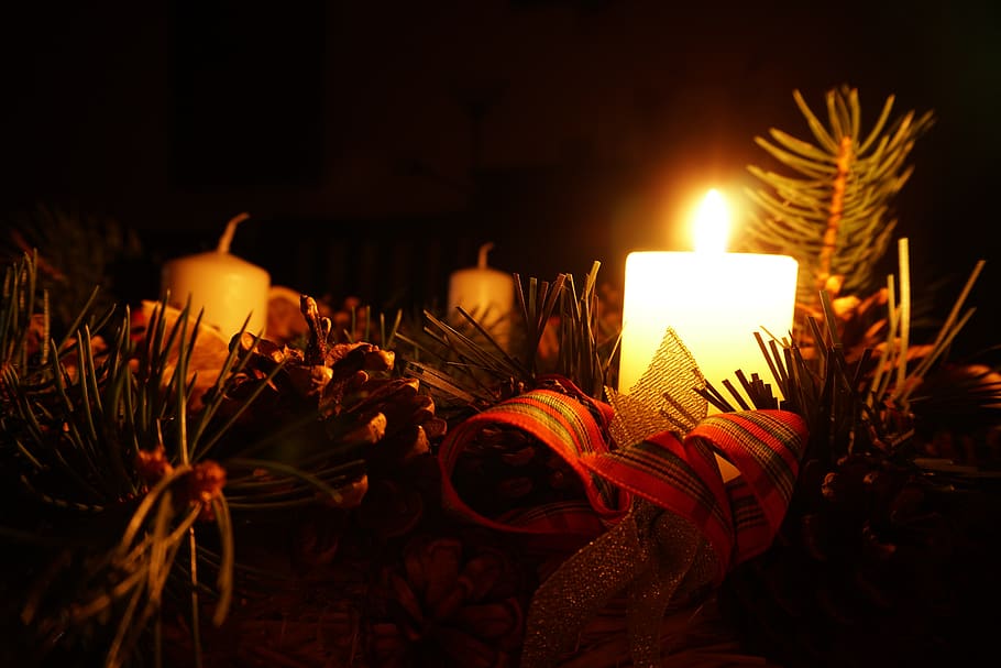 advent, candle, the darkness, the advent wreath, wreath, christmas, light, waiting, the flame, fire