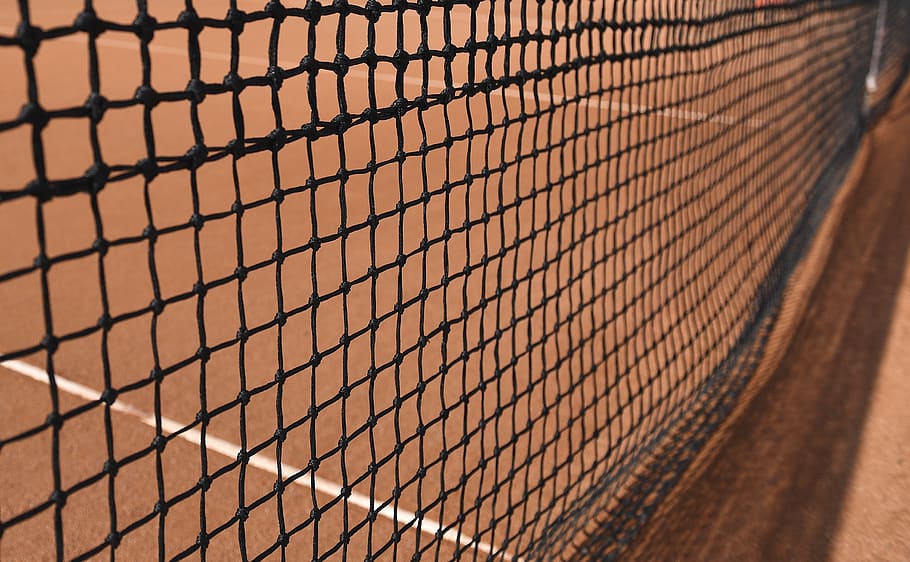 tennis net, tennis court, clay court, net - sports equipment, sport, tennis, selective focus, court, close-up, ball