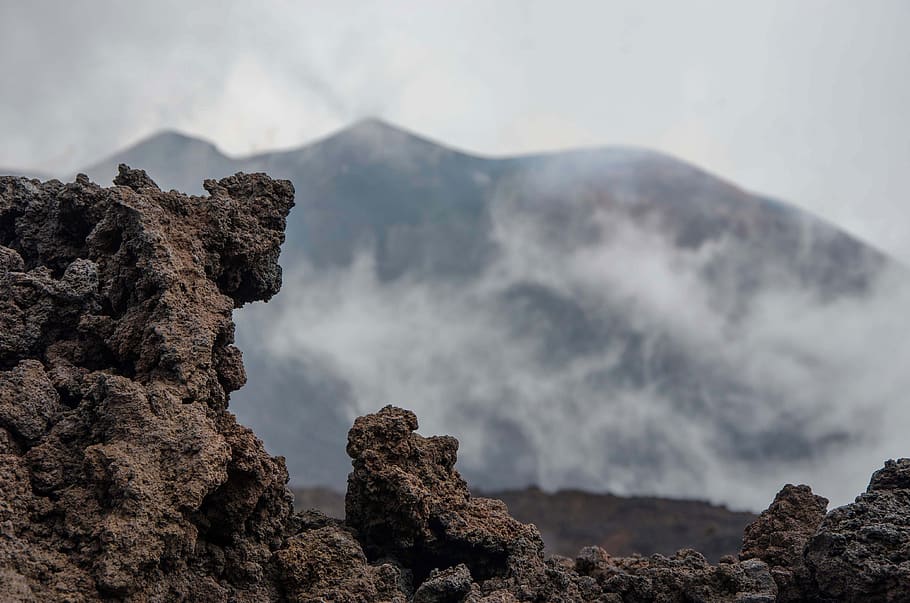 etna, volcano, sicily, italy, mountain, lava, nature, crater, active, sulfur