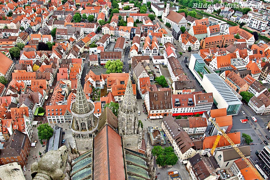 ulm, church, building, münster, architecture, steeple, tower, city, spire, map