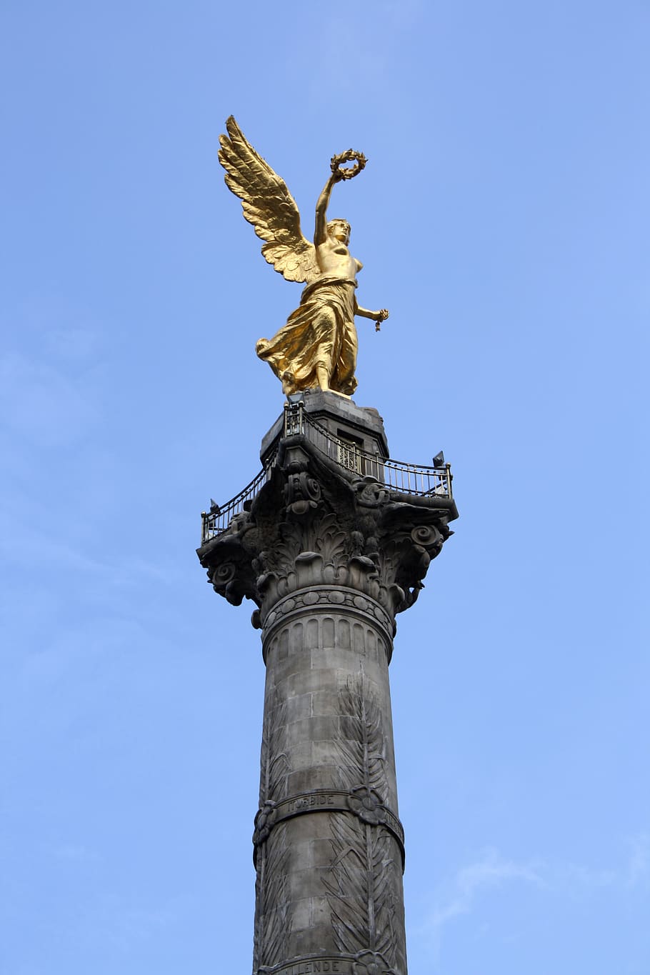 mexico, sky, angel of independence, sculture, outdoors, tourism, sculpture, art and craft, statue, low angle view