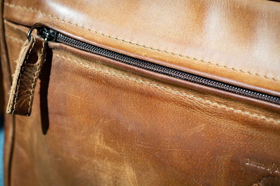 zipper, leather, leather goods, leather case, zip, close up, brown, bag, close-up, antique