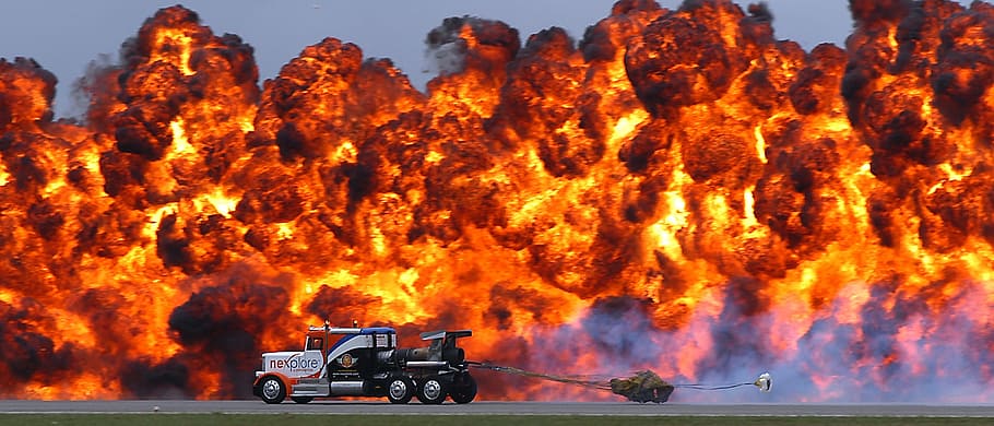 personalizado, jet, camión, fuego, humo, Transporte, señal de advertencia, fuego - fenómeno natural, quema, modo de transporte