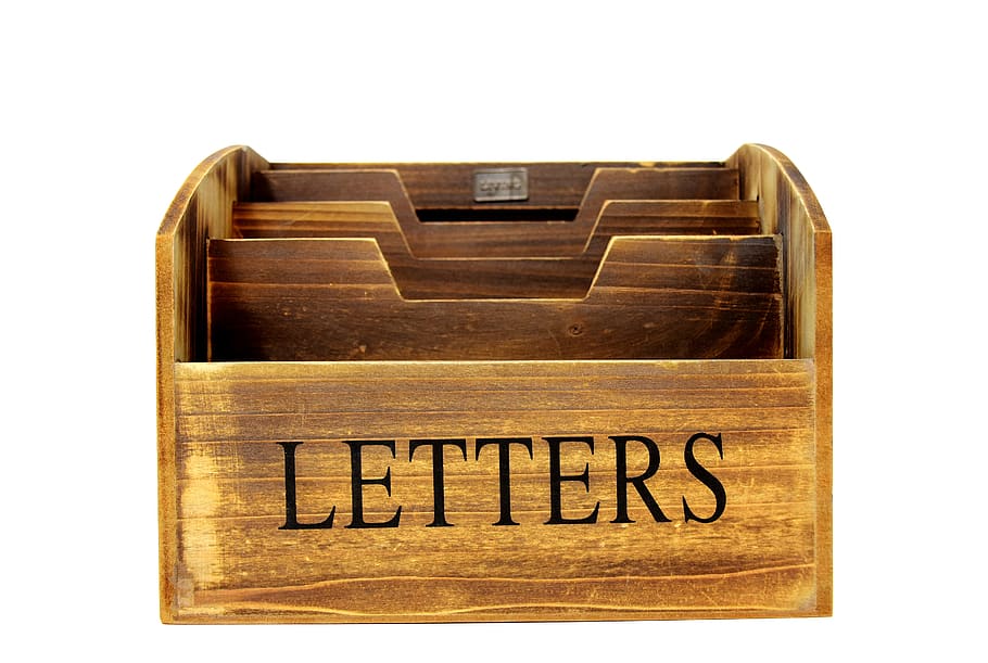 letter box, box, letters, wood, mailbox, collect, sort, white background, cut out, single object