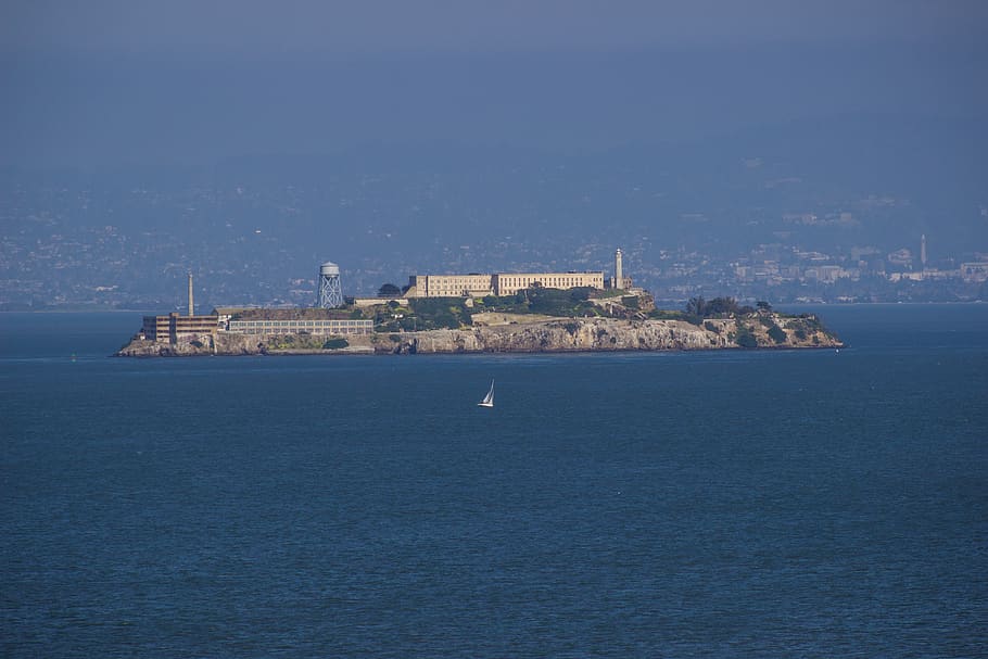 alcatraz, sea, california, island, prison, usa, water, building, travel, atmosphere