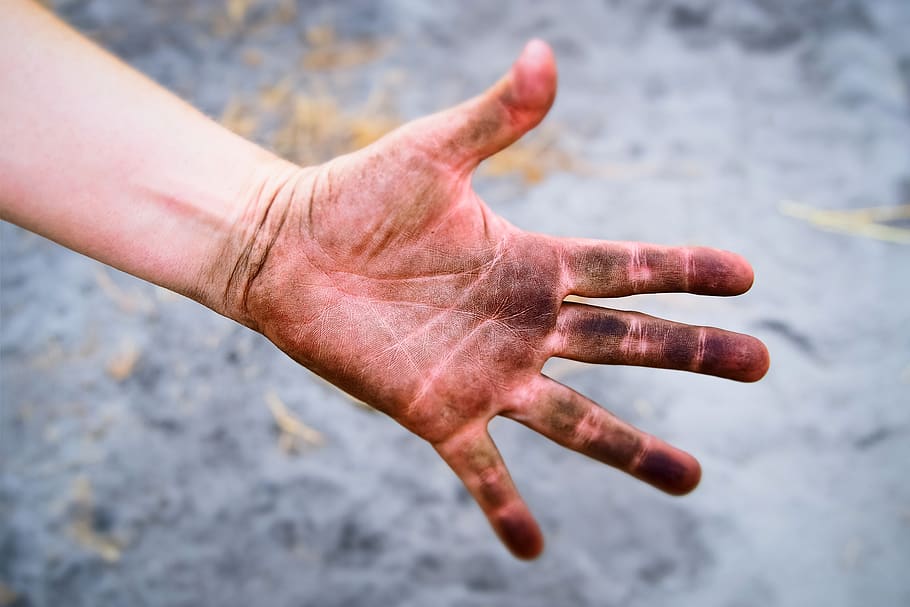 hand, finger, person, skin, dirty, body, part of the body, dirt, human hand, human body part