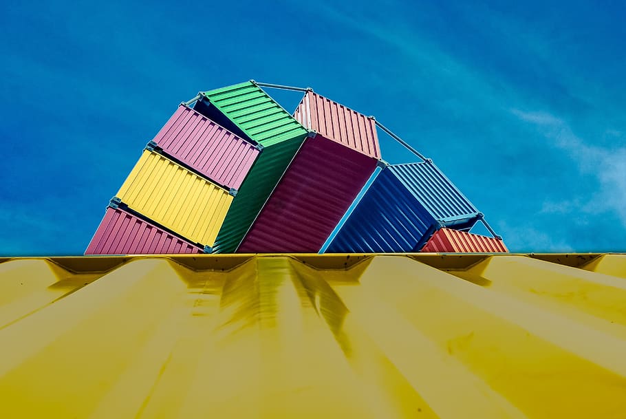 architecture, container, color, sky, harbour, ark, art, street, colorful, multi colored