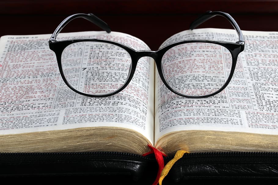 the bible, glasses, book, read, christian, religion, trust, god, text, church