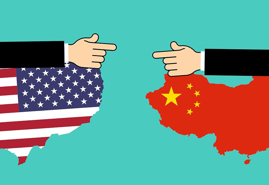 united, states, china, engaged, trade war, war., illustration concept, concept., america, commerce