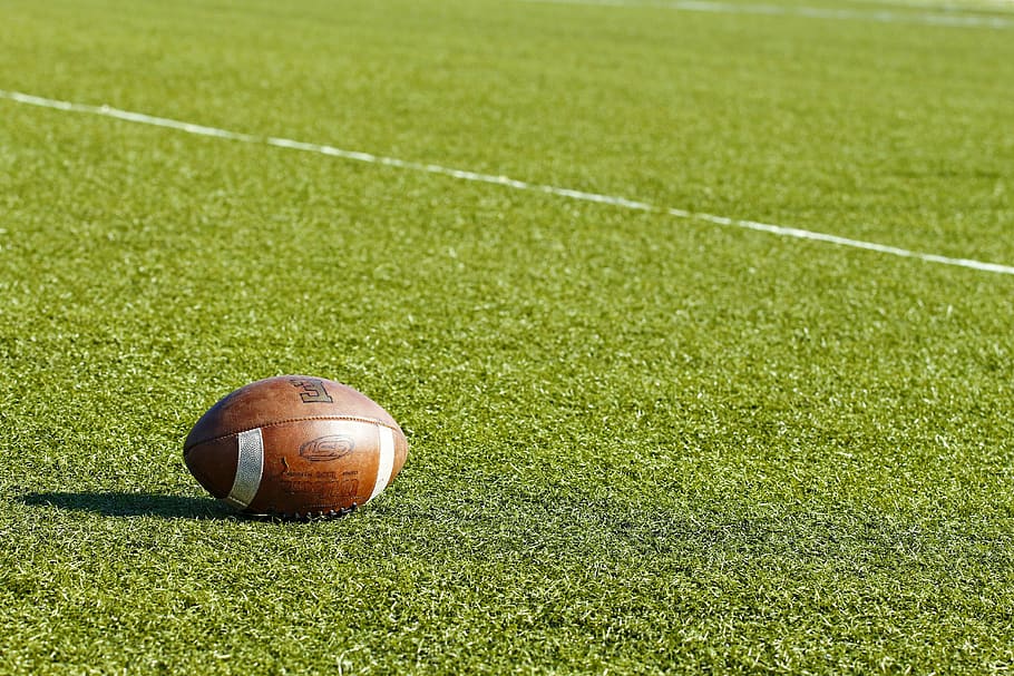 american football on grass