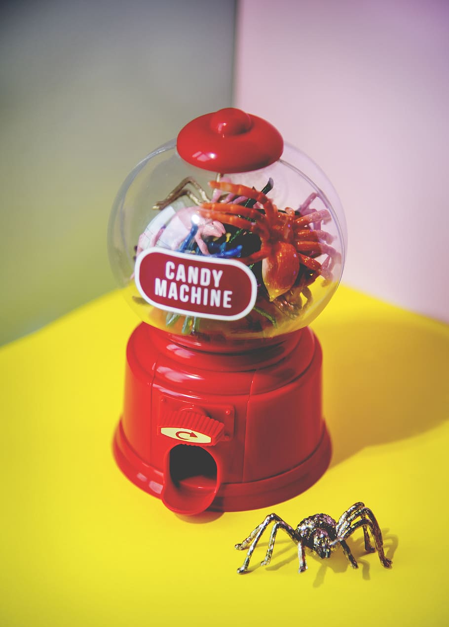 automatically, background, bright, bug, candy, candy machine, children, close up, colorful, decoration