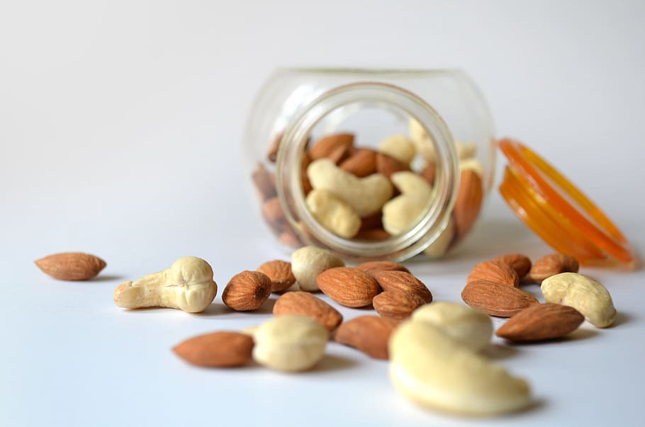 almonds, cashew nuts, food, kitchen, healthcare and medicine, almond, wellbeing, nut - food, nut, studio shot