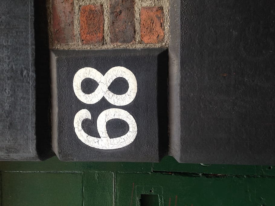 original, number 68 sign, victorian building, manchester, northern, quarter., northern quarter, vintage sign, number, wall - building feature