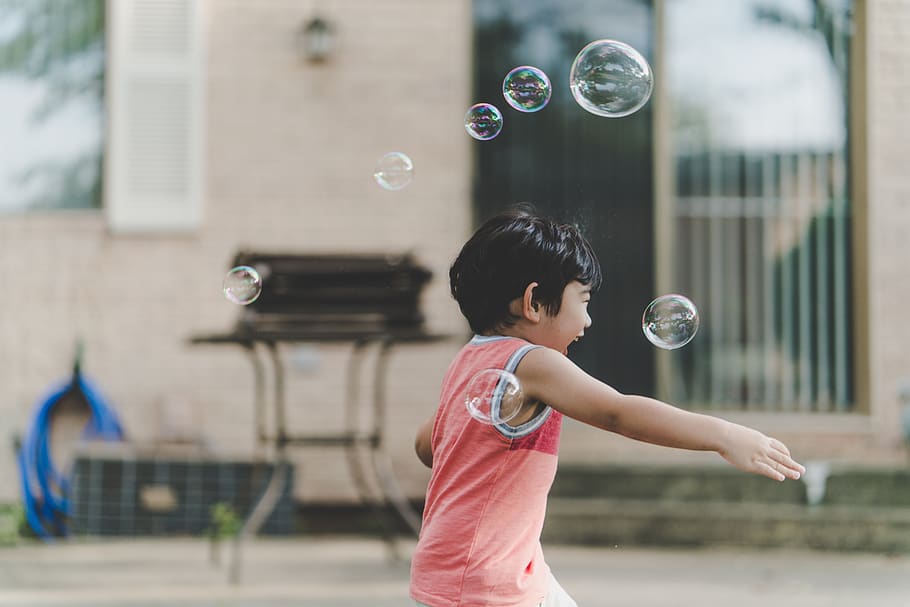 people, kid, child, baby, play, bubble, outdoor, laugh, happy, childhood