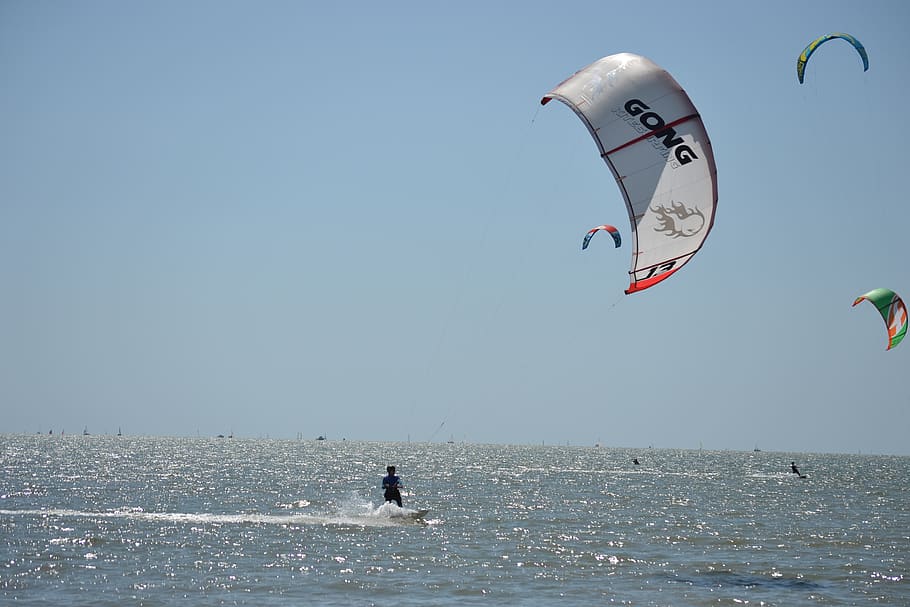 kitesurf, agua, mar, surf, viento, verano, deporte, surfista, cielo, océano