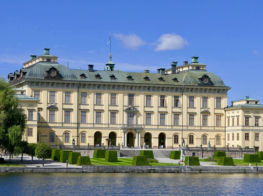 kastil, drottningholm, kediaman musim panas, danau, istana, stockholm, swedia, wallpaper, yk, bangunan eksterior