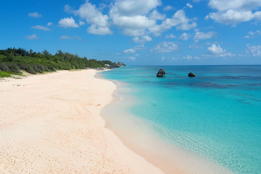 bermuda, pink sand, beach, ocean, nature, water, summer, sky, sea, vacation