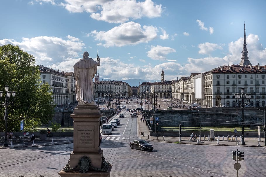 piazza gran madre di-dio, turin italia, arsitektur, seni, piala, gereja, kota, lanskap kota, dio, iman