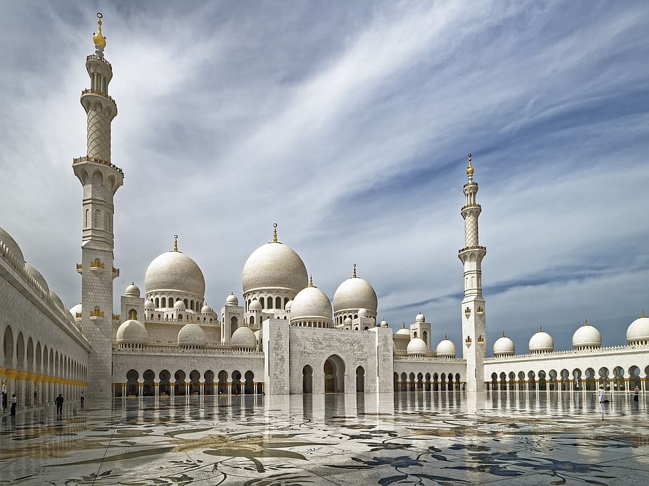 u a e, abu dhabi, gran mezquita sheikh zayed, minarete, arquitectura, cúpula, religión, viajes, estructura construida, exterior del edificio