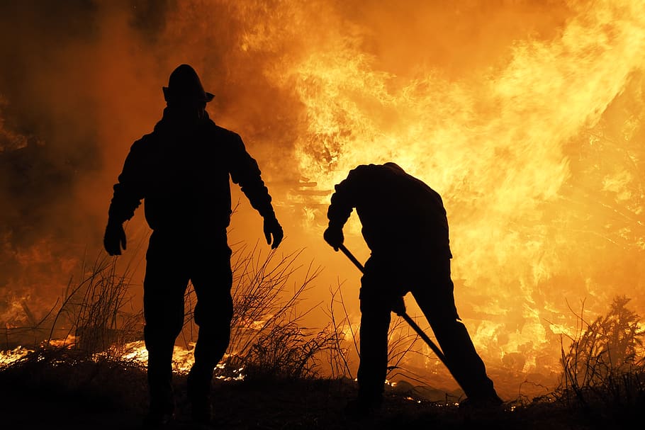 pemadam api, pemadam kebakaran, api unggun, hapus olahraga, merek, siluet, pembakaran, api, api - fenomena alam, panas - suhu