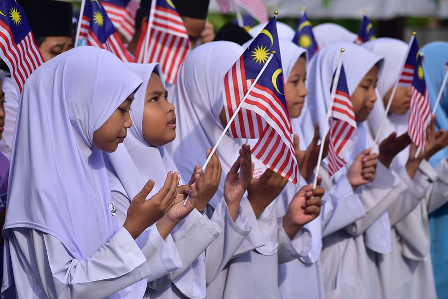 malaysia, negaraku, merdeka, sekolah, murid, bendera, siswa, berdoa, doa, patriotisme