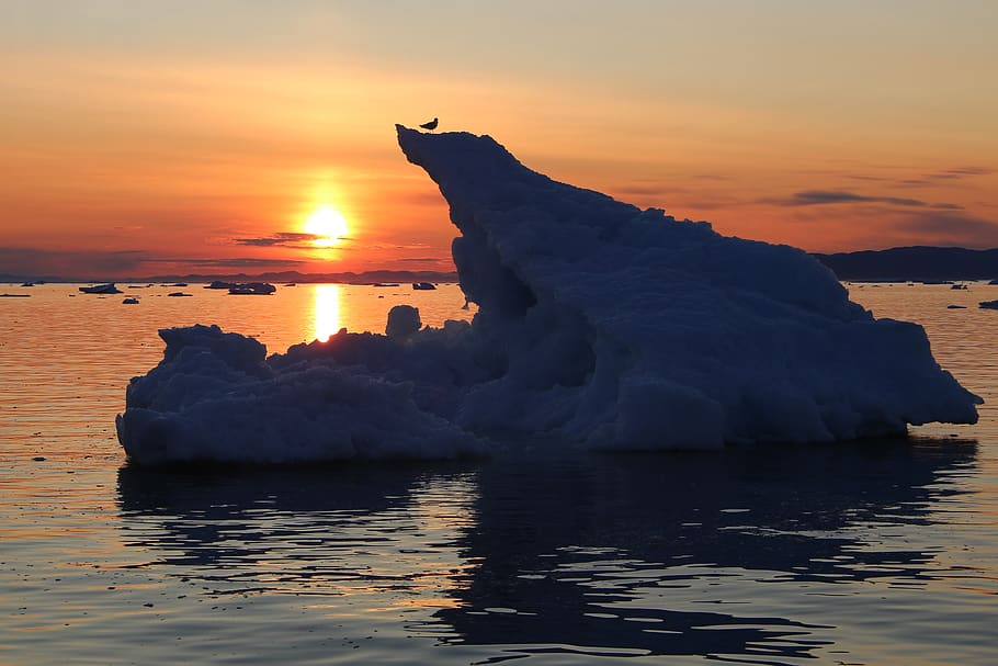 greenland, ilulissat, arctic, iceberg, the midnight sun, icefjord, polar, sunset, water, sky