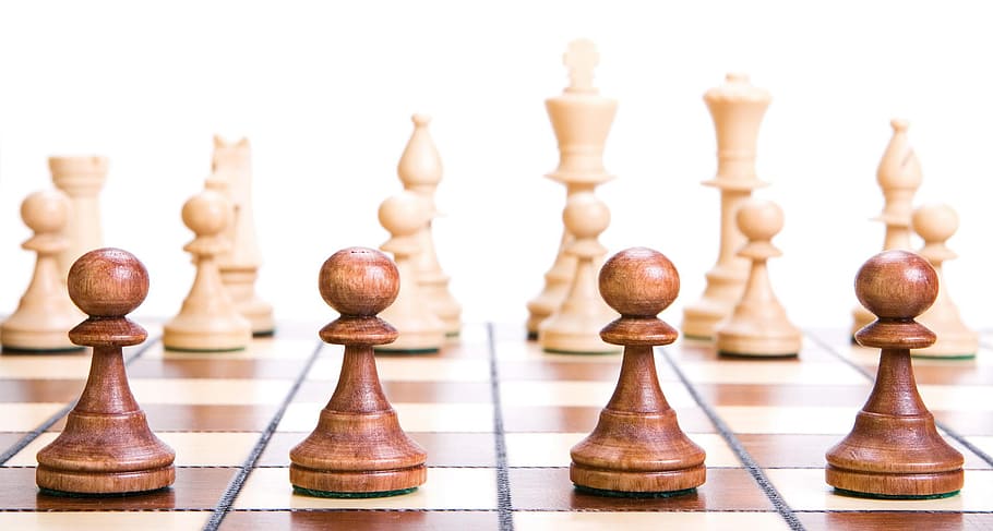 xadrez, peão, liderança, líder, luta, praça, lazer, tabuleiro de xadrez, branco, campo de batalha