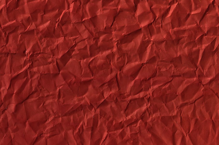 amassado, papel, fundo abstrato vermelho, antiguidade, fundo, vazio, áspero, fechar-se, dobra, enrugado